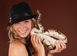 woman holding a snake woman holding a snake