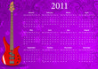 Vector European calendar 2011 with bass guitar