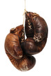old boxing gloves isolated over white