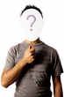 .photo with a man and a questionmark mask