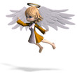 cute cartoon angel with wings and halo. 3D rendering with clippi