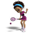 sporty toon girl in pink clothes plays tennis. 3D rendering with sporty toon girl in pink clothes plays tennis. 3D rendering with