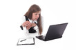 Young attractive lying business woman with a computer Young attractive lying business woman with a computer
