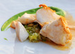 Fried codfish with leek brunoise Fried codfish with leek brunoise