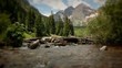 (1228b) Maroon Bells Peaks Lake Mountains Wilderness Summer