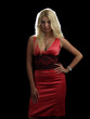 Hot blonde in red dress