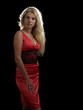 Hot blonde in red dress