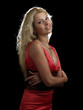 Hot blonde in red dress