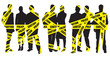 people on a police tape