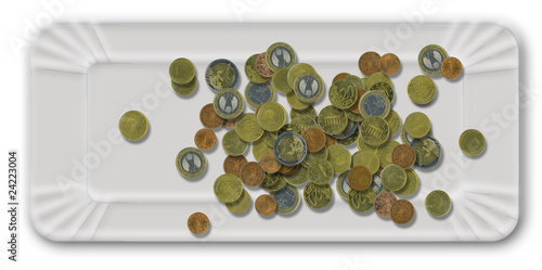 Photo: Pappteller mit Kleingeld Pappteller mit Kleingeld