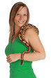 woman holding a snake