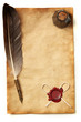 Blank paper with wax seal, quill & ink Blank paper with wax seal, quill & ink