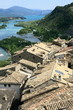 birdview of Ainsa with reservoir in background