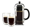 French press with glass cups
