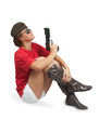 girl with a pistol and garrison cap