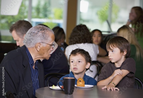 Photo: Grandfather And Grandsons Visiting Together Grandfather And Grandsons Visiting Together