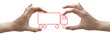 Hands with concept red truck