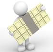 3D human with bar white chocolate