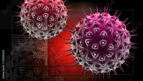 Illustration: Realistic rendering of bacteria - in red colors Realistic rendering of bacteria - in red colors
