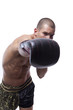 Sexy muscle young man with muay thai gloves