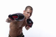 Sexy muscle young man with muay thai gloves