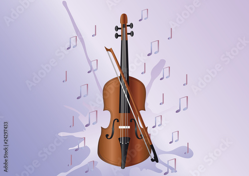 Illustration: violin and notes violin and notes