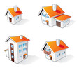 Four houses cartoon icons