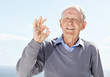 Happy old man showing okay sign - Outdoor