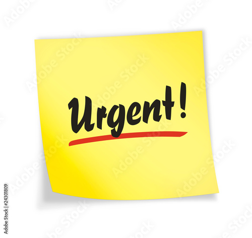 Illustration: Yellow sticky note "urgent" Yellow sticky note "urgent"