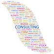 CONSULTING. Collage with association terms on white background.