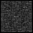 MUSIC. Word collage on black background. MUSIC. Word collage on black background.