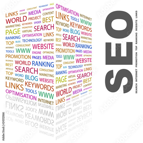 Vector: SEO. Word collage on white background. SEO. Word collage on white background.