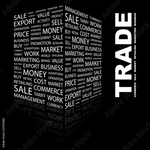 Vector: TRADE. Illustration with different association terms. TRADE. Illustration with different association terms.