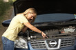 Female Driver Broken Down On Country Road Female Driver Broken Down On Country Road
