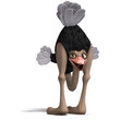 cute toon ostrich gives so much fun. 3D rendering with clipping