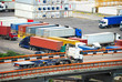 Port warehouse with cargoes and containers