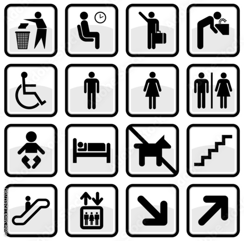Vektor: Vector illustration set of international direction signs. Vector illustration set of international direction signs.