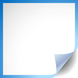 White paper with corner curl and blue outline