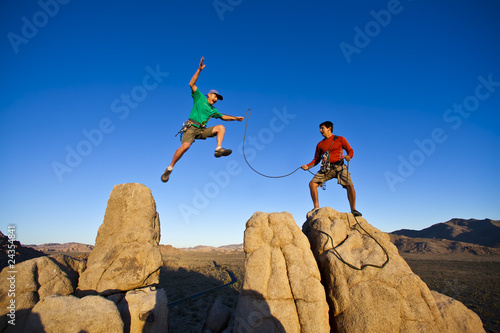 Photo: Team of climbers on the summit. Team of climbers on the summit.