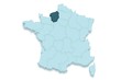 région haute-normandie sur france 3D, ombrée, détourée