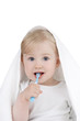 Baby clears teeth