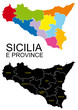 Sicilia con province separate in evidenza