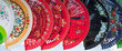 Colorful paper fans on the spanish market