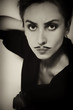 beautiful young woman with  painted mustache