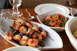 set of food at restaurant table