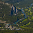 Bird's eye view of Banff with view of Banff Springs Hotel Bird's eye view of Banff with view of Banff Springs Hotel