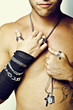 young male silver jewelry model