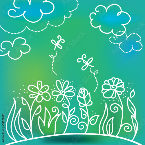 flowers cartoon background. flowers cartoon background. Zoom Not Available: Vector images scale to any