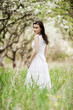 beautiful young woman in white dress