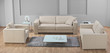 A modern minimalist living-room with white leather furniture